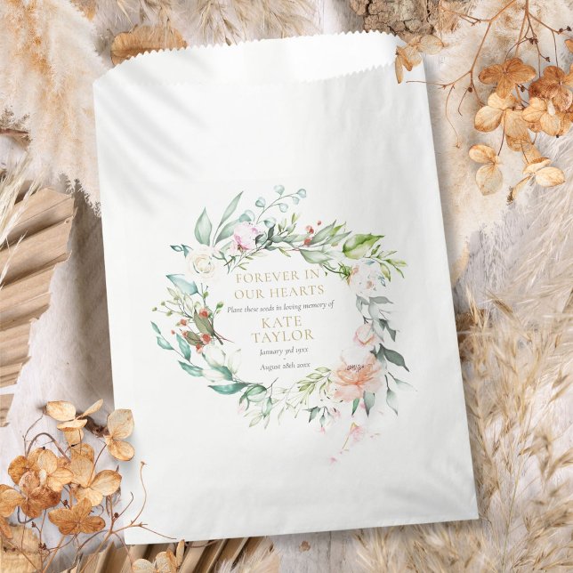 Sacolinha Pacote de Sementes Florais para Memorial de Funera (Floral Funeral Memorial Seed Packet Favor Bag)