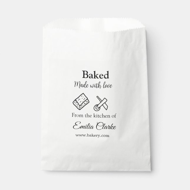 Sacolinha Padaria assada com amor negócio adicionar nome tex (Frente)