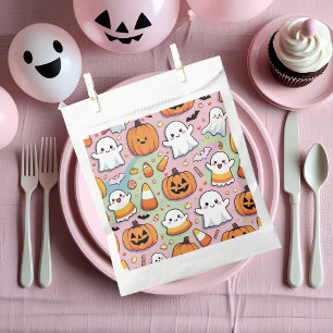 Sacolinha Padrão de Fantasma e Abóbora do Pastel Bonito Hall