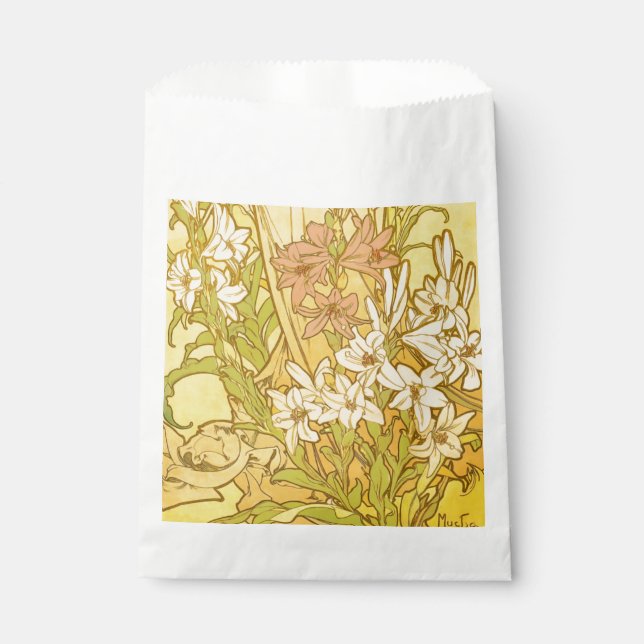 Sacolinha Padrão de Flores de Lírio de Alphonse Mucha: Art N (Frente)