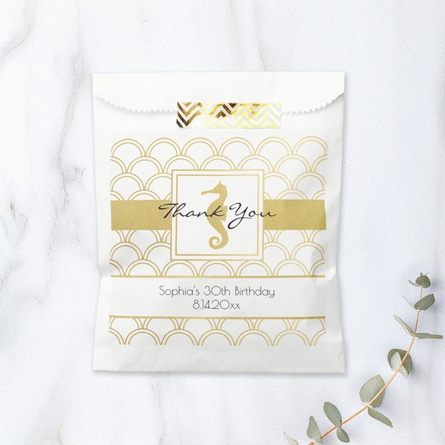 Sacolinha Padrão de Onda do Oceano Art Deco Cavalo-Marinho B (Criador carregado)