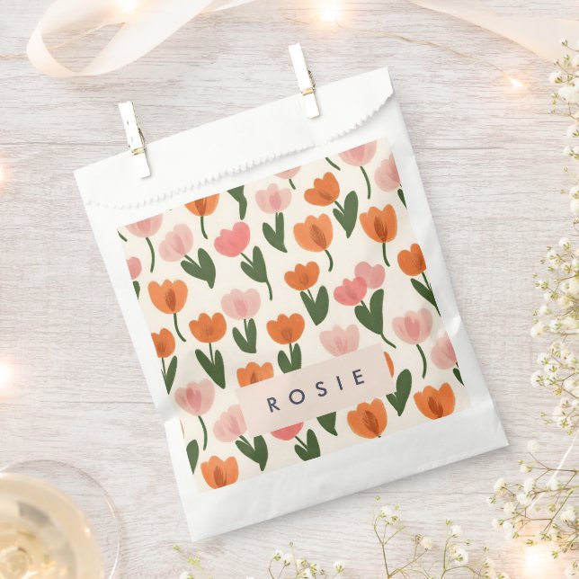 Sacolinha Padrão de Tulip de Primavera de Cute Personalizado (Cortado)