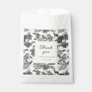 Sacolinha Padrão Elegante Vintage Black White Toile Deer