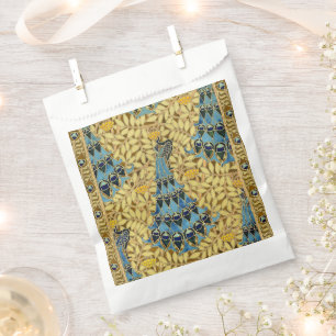 Sacolinha Padrão Floral de Pavão Azul Art Nouveau Antigo