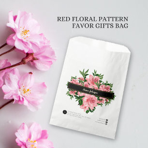 Sacolinha Padrão Floral Vermelho Elegante Nome Personalizado