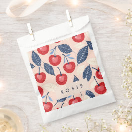 Sacolinha Padrão Monograma Personalizado de Cereja e Folha