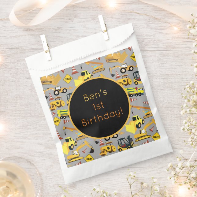 Sacolinha Padrão Personalizado De Caminhões De Construção (Cortado)