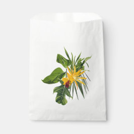 Sacolinha Palma tropical e composição de flores.