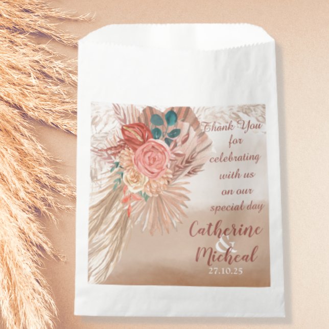 Sacolinha Pampas Grass Floral Terracotta Boho Casamento Chic (Criador carregado)