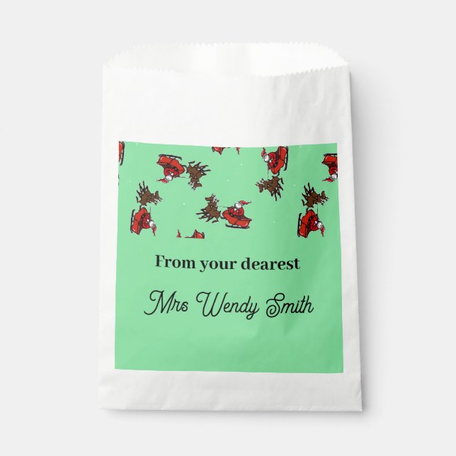 Sacolinha Papai Noel com sorriso verde (Frente)