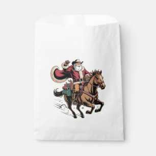 Sacolinha Papai Noel Cowboy Montado a Cavalo Natal 