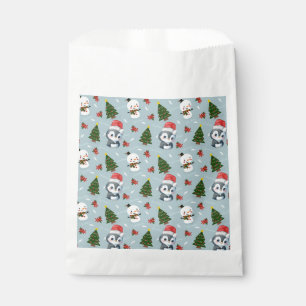 Sacolinha Papais noeis Pinguins Feliz Padrão de Árvore de Na
