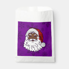 Sacolinha papais noeis pretos de natal roxos flocos de neve