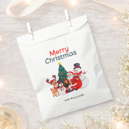 Sacolinha Papais noeis Snowman E Reindeer Feliz Natal Festiv