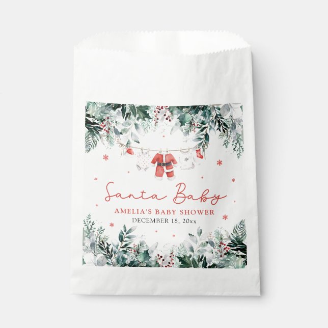 Sacolinha Papais noeis Vermelhos Bebê Natal Chá de fraldas (Frente)