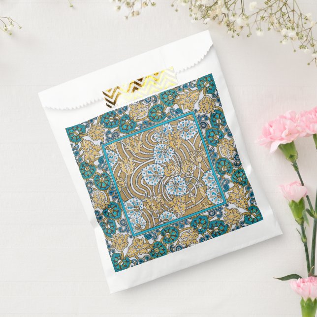 Sacolinha papel de parede de flores azul-de-art-nouveau (Selado)