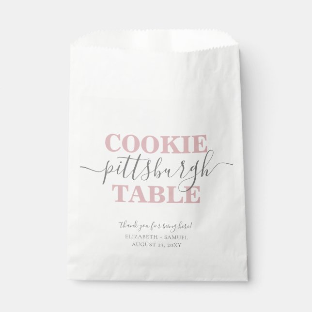 Sacolinha Papel rosa personalizado de Mesa de cookies (Frente)