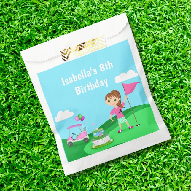 Sacolinha Par Tee Chibi Girl Birthday Golf Party (Criador carregado)