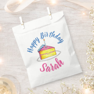 Sacolinha Parabéns, Bolo de Fatia de Bolo Rosa, Festa de Bol