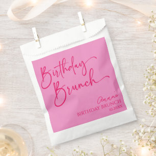 Sacolinha Partido Birthday minimalista moderno, rosa quente