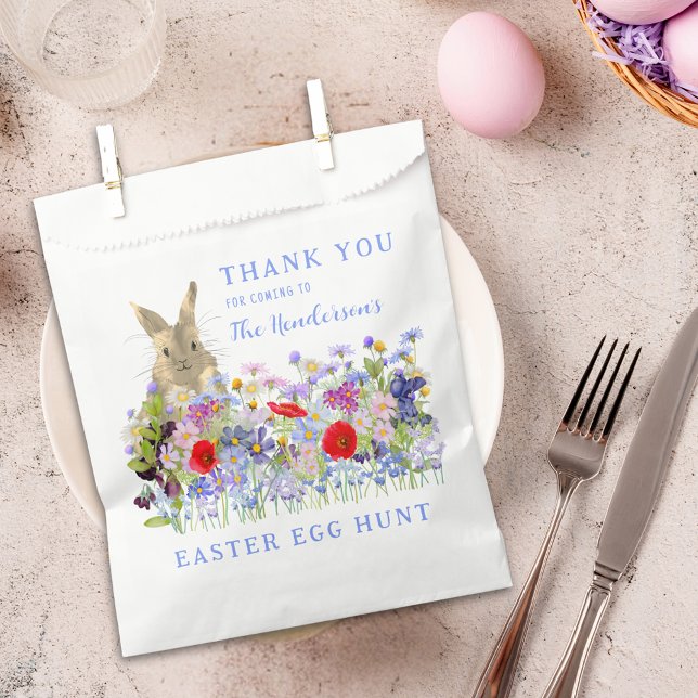 Sacolinha Páscoa, Caça De Ovo Bunny Floral Obrigado (Personalized easter brunch egg hunt cute bunny floral thank you favor bag Watercolor wildflowers )
