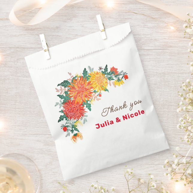 Sacolinha Pastel Orange Yellow Primavera Dahlia Flores Casam (Cortado)