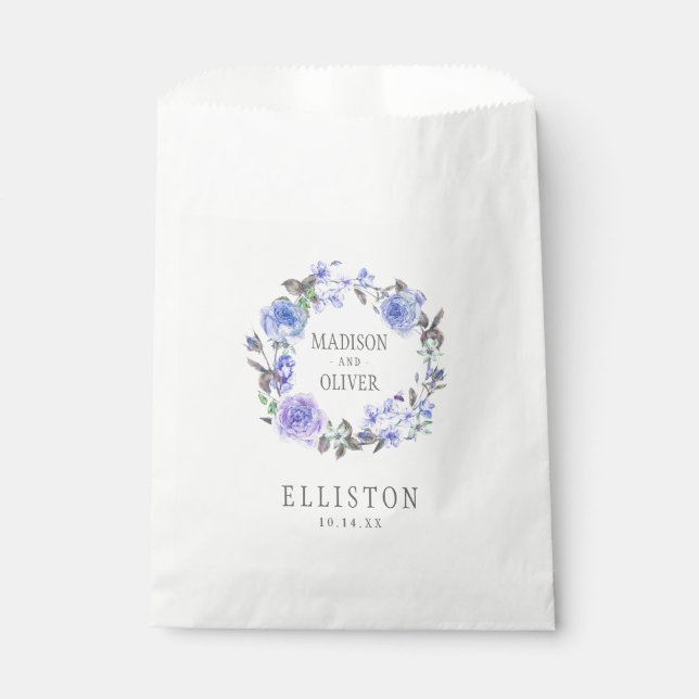 Sacolinha Pastel Purple Watercolor Floral | Casamento (Frente)