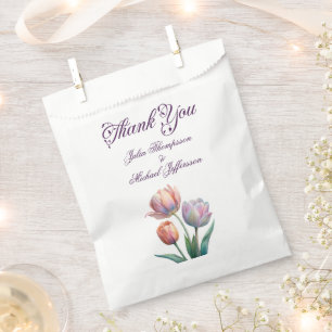Sacolinha Pastel romântico e poético Tulipas Aquarela