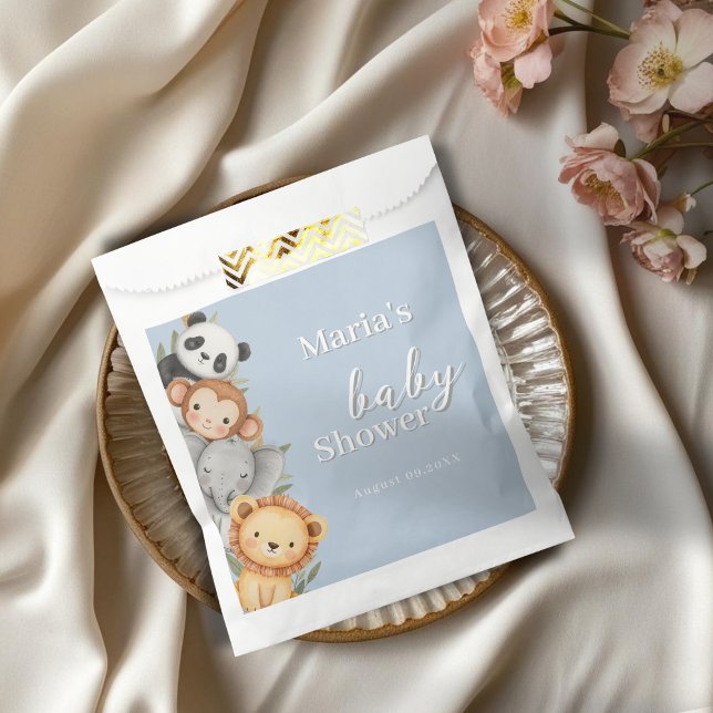 Sacolinha Pastel Tropical Chá de fraldas Selle Safari Animai (Criador carregado)