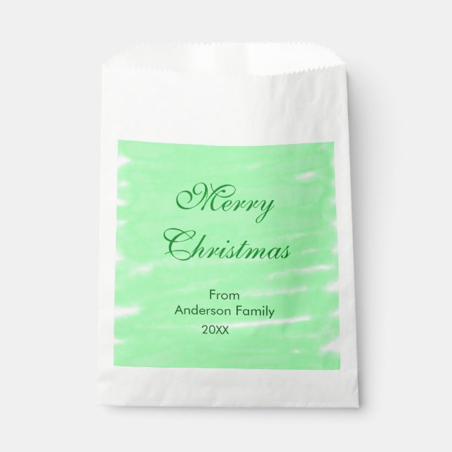 Sacolinha Pastel verde aquarela feliz natal moderno (Frente)