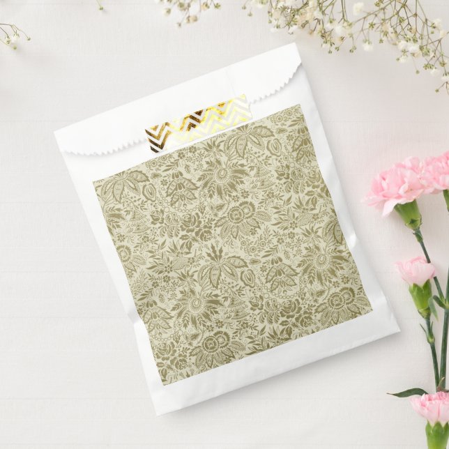 Sacolinha Patterno Floral Verde Sage - Damasco Antiquado (Selado)