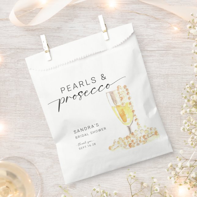 Sacolinha Pearls and Prosecco Bridal Shower Custom Minimal  (Cortado)