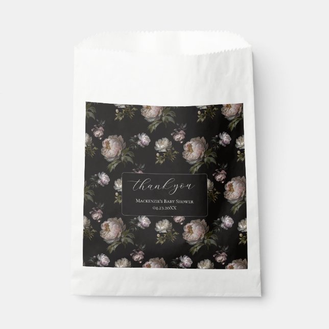Sacolinha Peony Moody Floral Baby Shower Thank You Sticker (Frente)