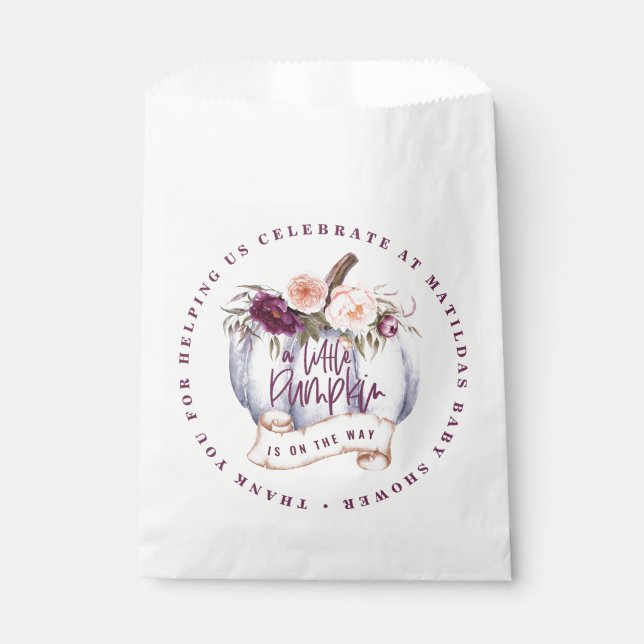 Sacolinha Pequena abóbora aquarela queda chá de fraldas come (Frente)