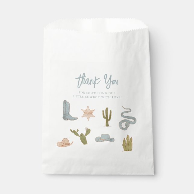 Sacolinha Pequeno Chá de fraldas Azul Cowboy (Frente)