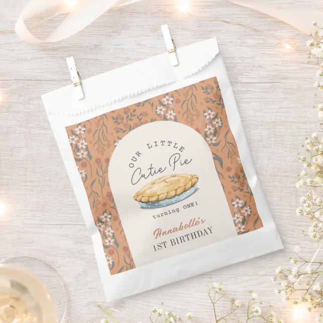 Sacolinha Pequeno primeiro aniversario Floral de Laranja de  (Cortado)