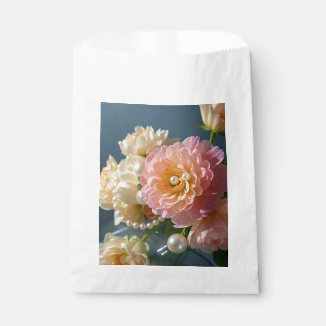 Sacolinha Pérolas com flores rosa (Frente)