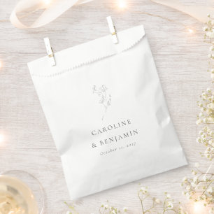 Sacolinha Personalização de Casamento de Arte Floral Ecru Mi
