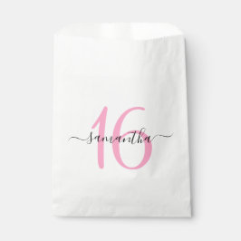 Sacolinha Personalizado Script de Assinatura Rosa Doce 16