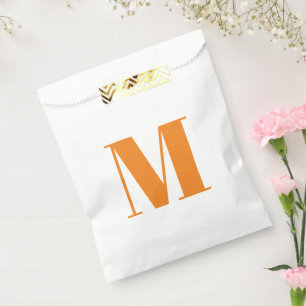 Sacolinha Personalizar monograma branco laranja inicial