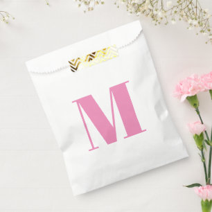 Sacolinha Personalizar monograma branco rosa inicial