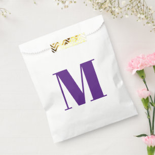 Sacolinha Personalizar monograma inicial branco roxo