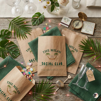 Sacolinha Personalized Kraft Wedding Tropical Palm Trees & H