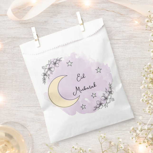 Sacolinha Personalized Lavender Eid Mubarak Favor Bag (Cortado)
