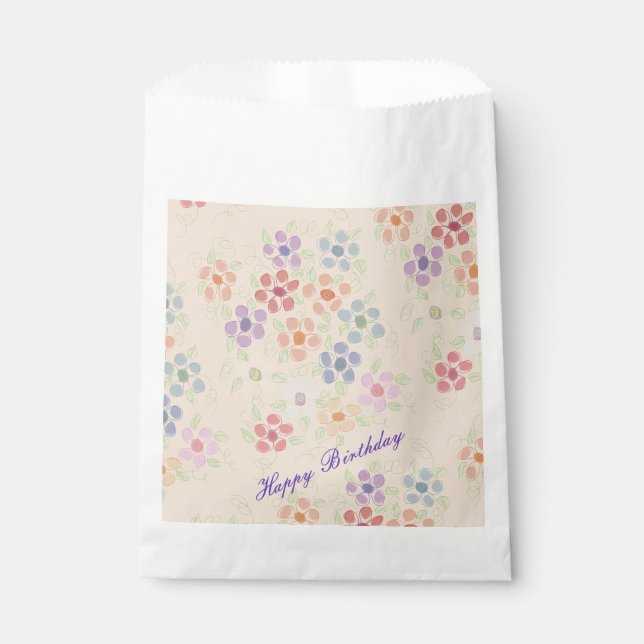 Sacolinha Pêssego Pastel e Flor Rosa (Frente)