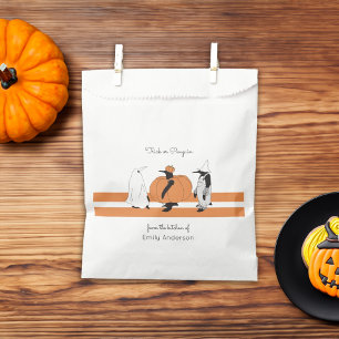 Sacolinha Pinguim de Abóbora Personalizado Funny Halloween