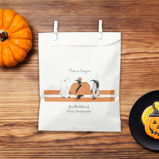 Sacolinha Pinguim de Abóbora Personalizado Funny Halloween