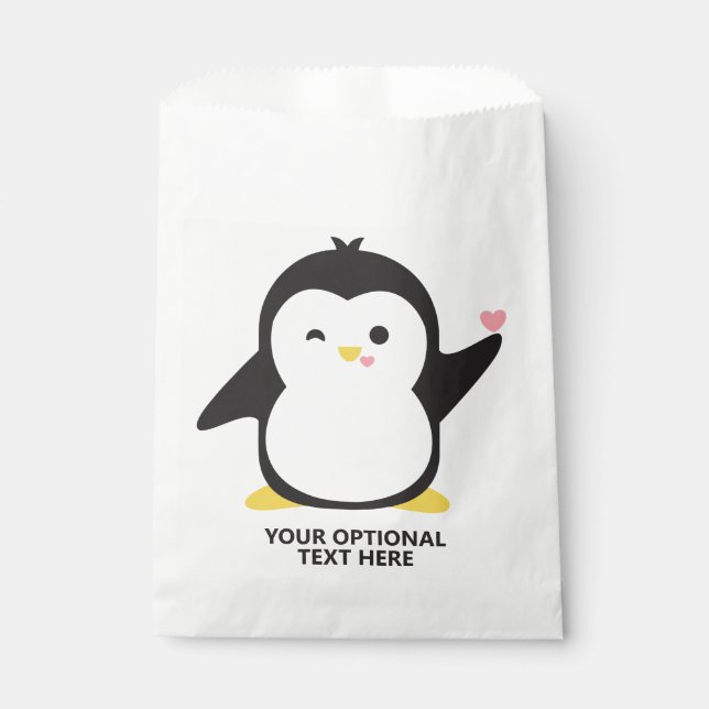 Sacolinha Pinguim de Cubo de Texto Personalizado (Frente)