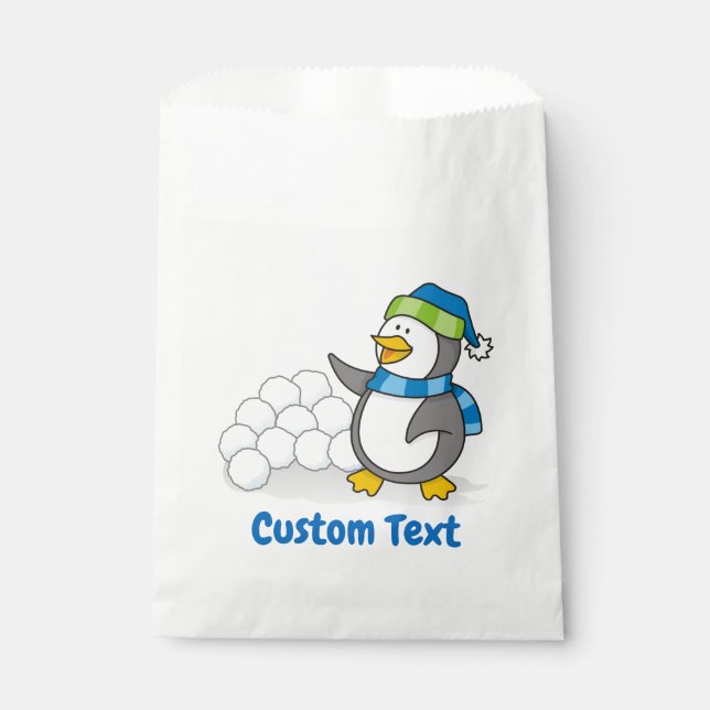 Sacolinha Pinguim pequeno com bolas de neve balançando bolsa (Frente)