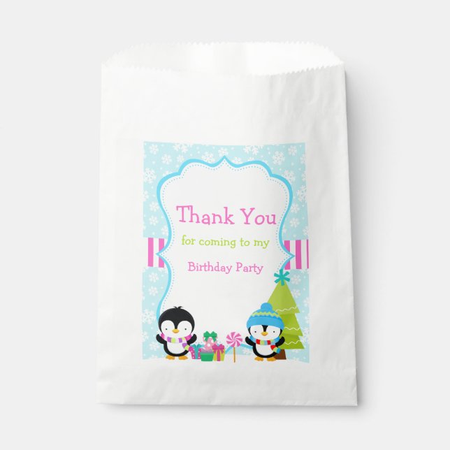 Sacolinha Pinguins Cachorros de inverno de Natal (Frente)